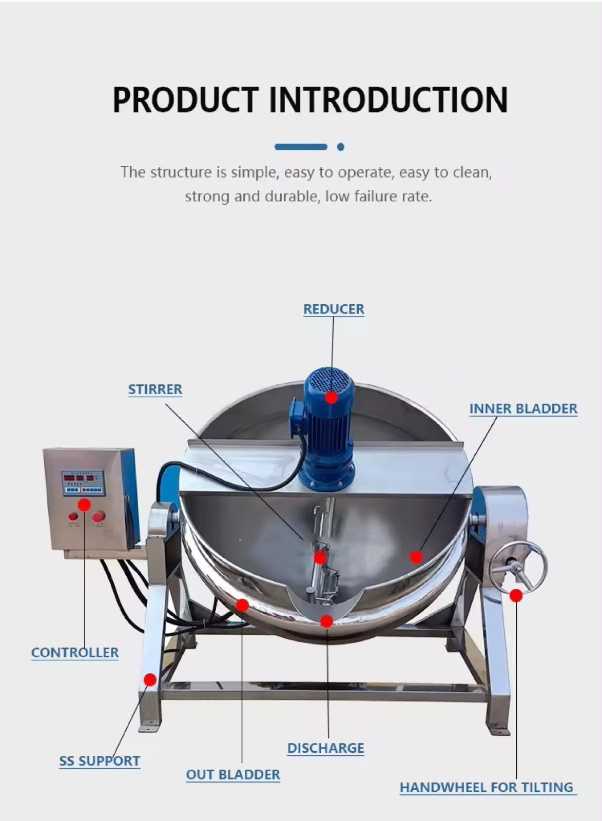 100-1000L Food Processing Tilting Kettle — HUIYILAI