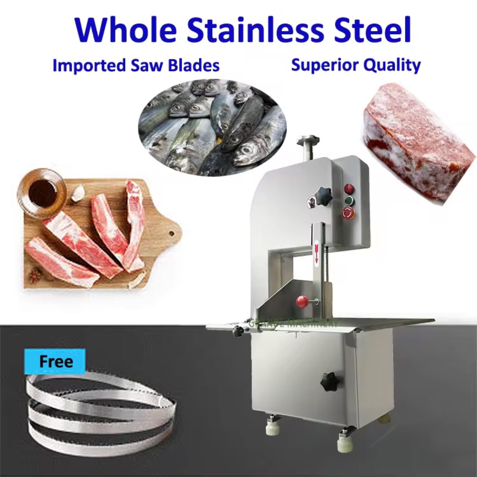 Meat Bone Fish Cutting Freeze Beef Lamb Ribs Steak Bones Pork Ice Block Sawing Processing Band Saw Cutter Machine Machine For Sawing Bones — HUIYILAI