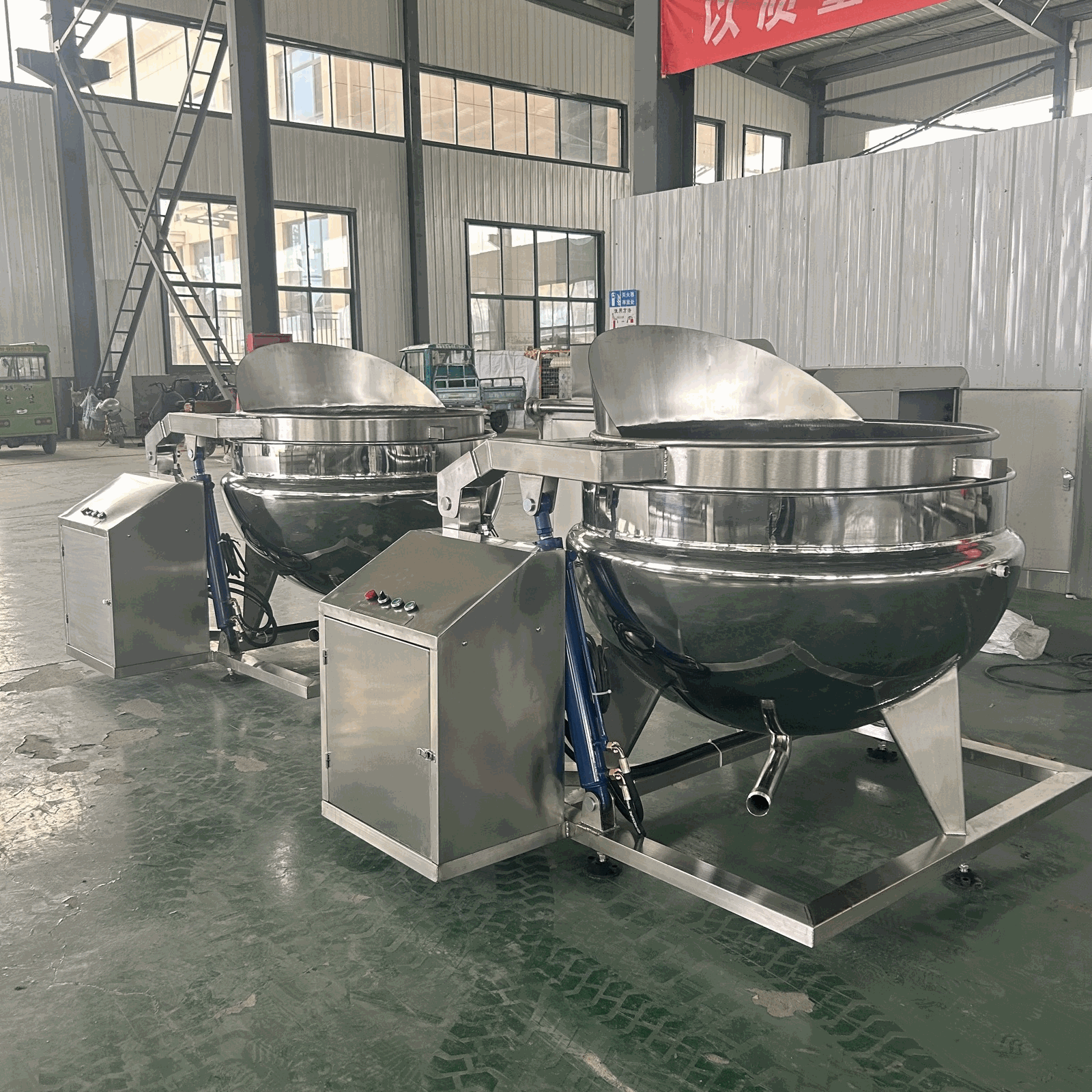 High Efficiency 200L/300L/400L Double Layers Large Electric/Steam Meat Jacket Kettle With Turning Basket — HUIYILAI