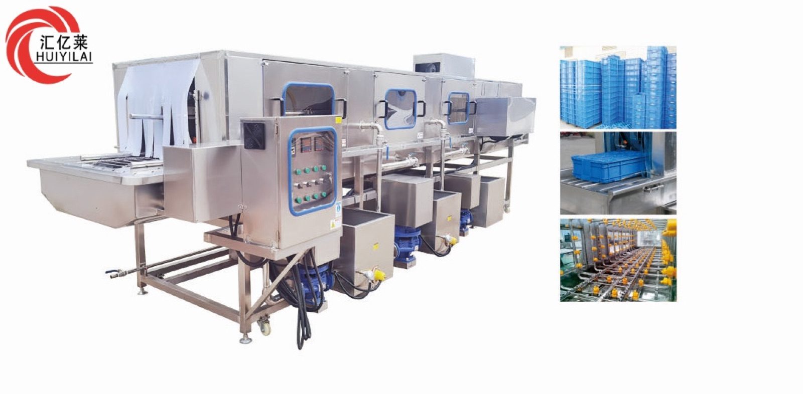Large Plastic Turnover Basket Pallet Crate Container Baking Tray Chicken Cage Washing Washer Cleaning Machine Plastic Basket Washer — HUIYILAI